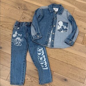 Zara Kids Blue Jean Jacket Set with Mickey Design